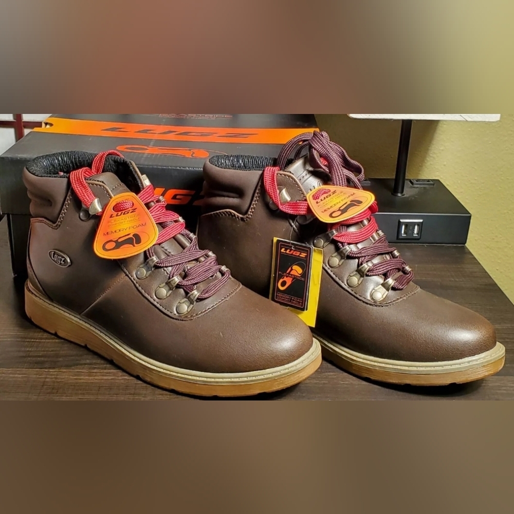 NEW Lugz Theta Low Flexastride Memory Foam Hiking Boots Hikers Dark Brown 7
